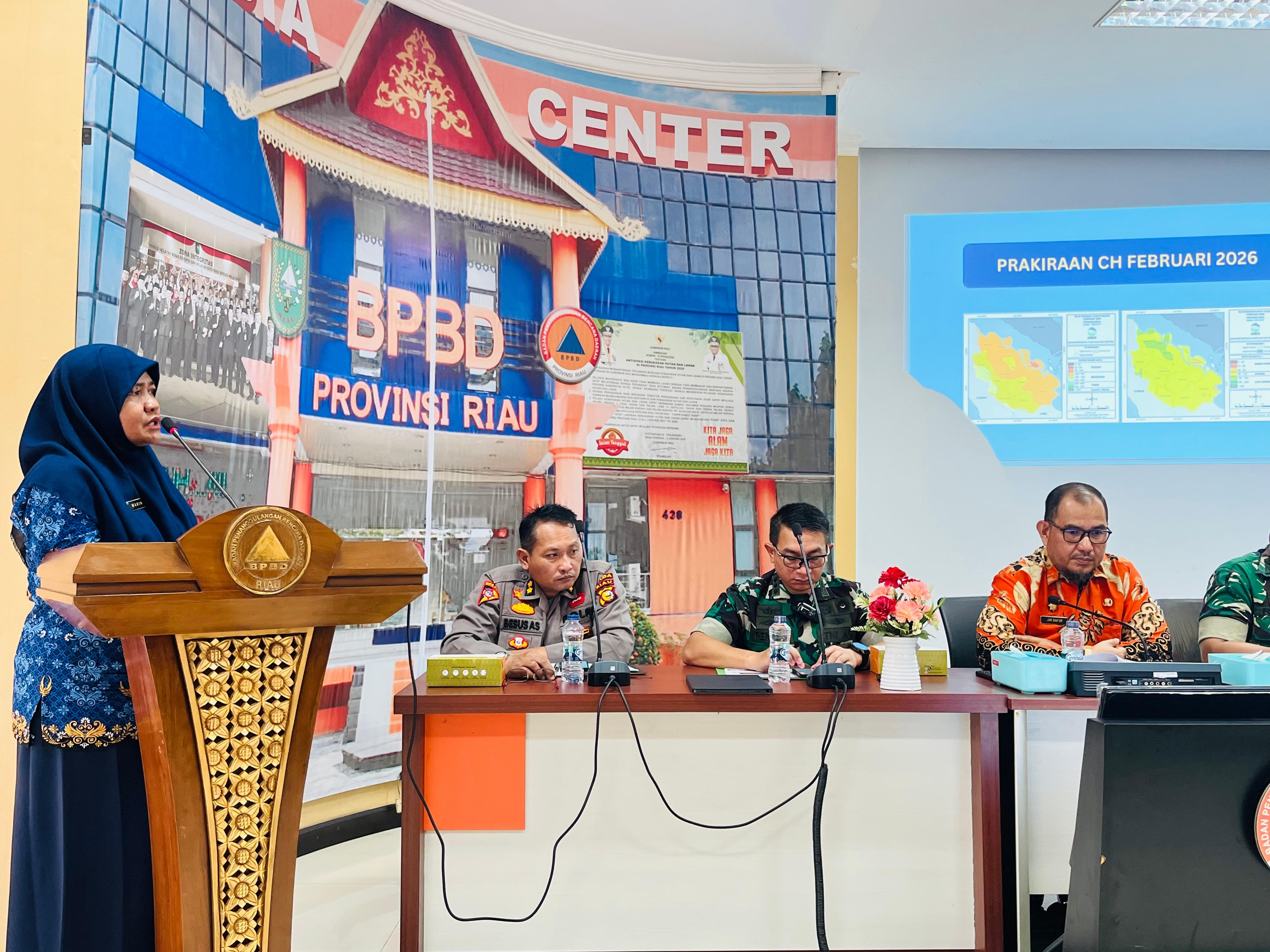 Rapat Koordinasi Persiapan Penetapan Status Siaga Darurat Penanggulangan Bencana Kebakaran Hutan dan Lahan (Karhutla) Provinsi Riau Tahun 2026