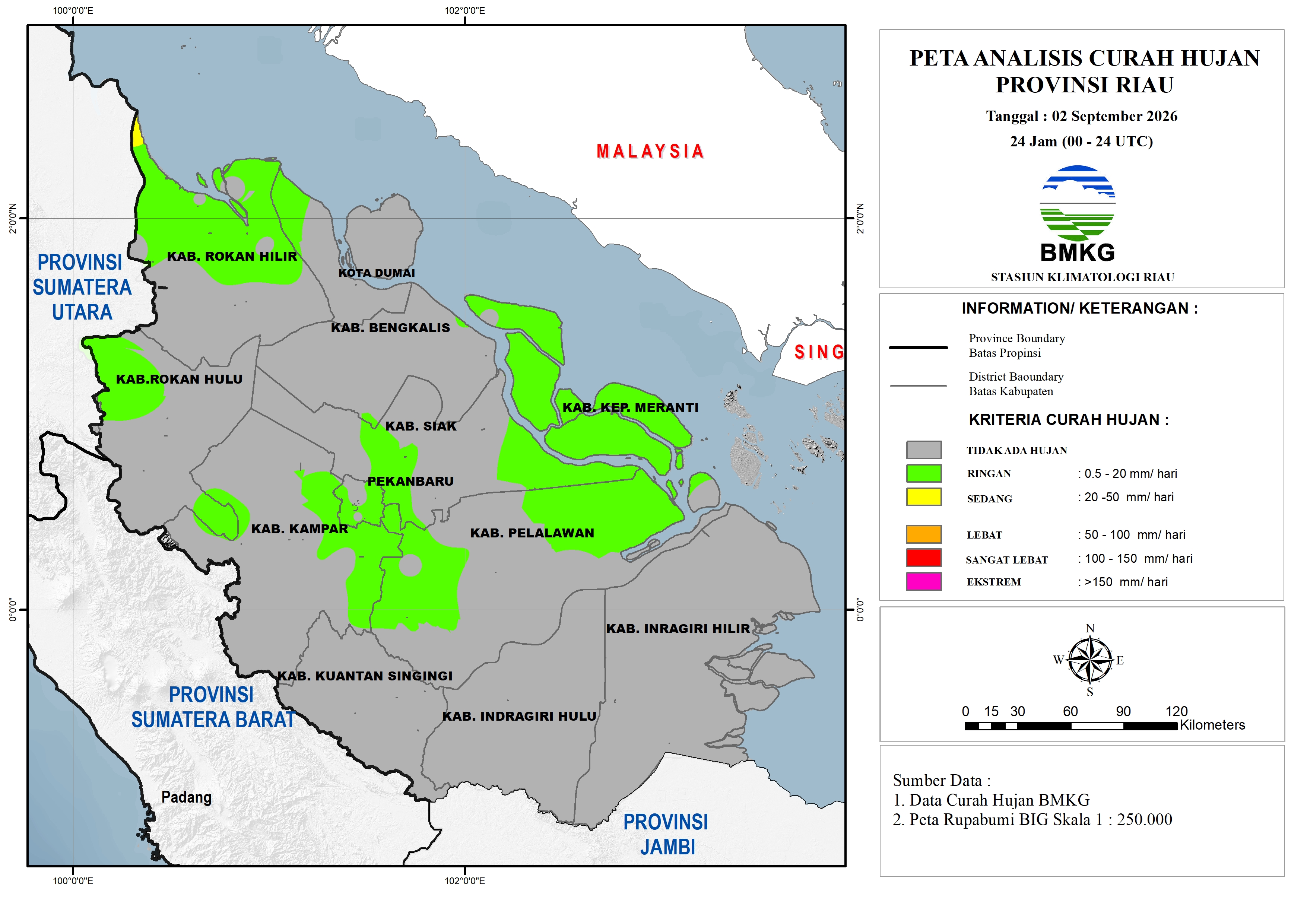 Peta Curah Hujan untuk tanggal 02 Sep 2026