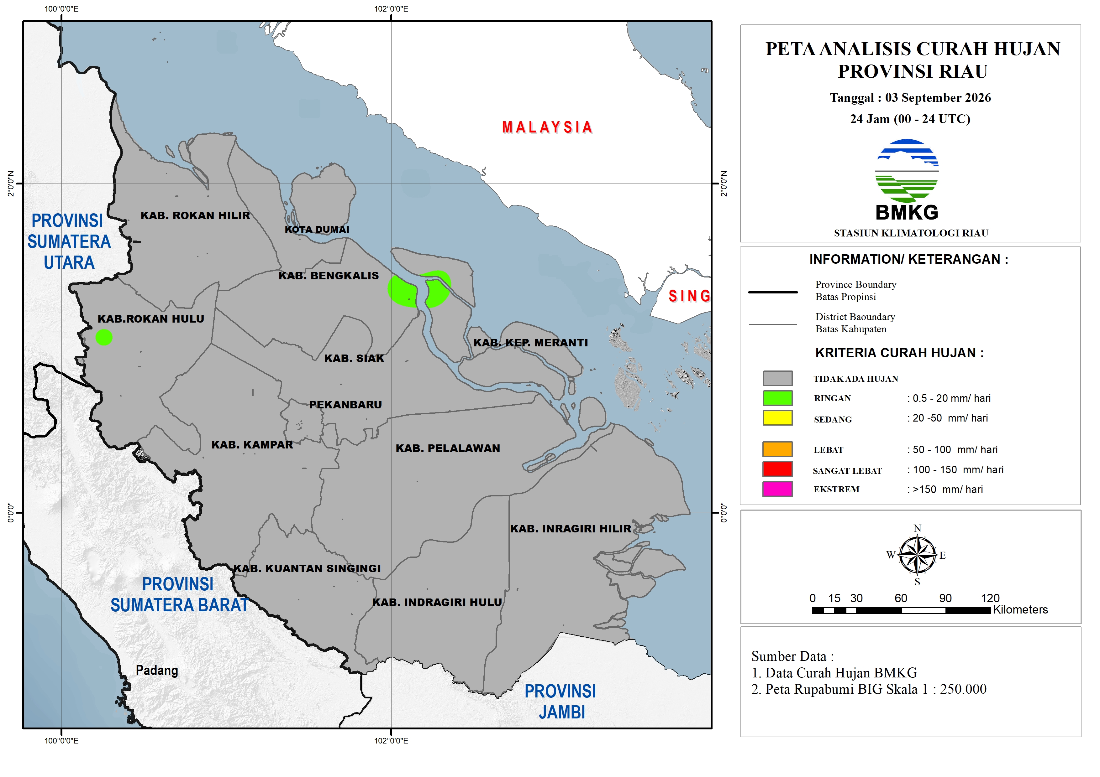 Peta Curah Hujan untuk tanggal 03 Sep 2026